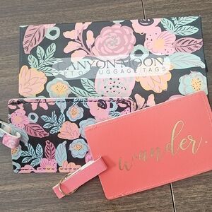 Pink Floral Luggage Tag Set